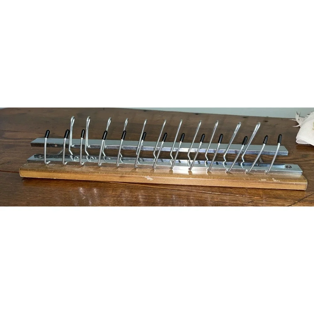 Vintage 1950's FOLDING Wall NECKTIE TIE RACK HOLDER Belts Scarves 24 HOOKS Retro
